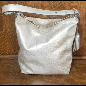 Coach bucket handbag platinum gold metallic